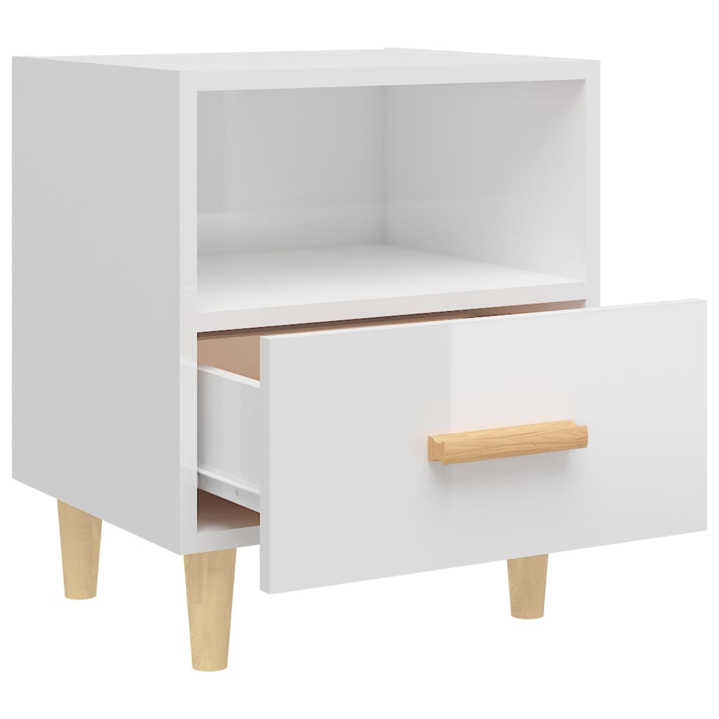 High Gloss White Bedside Cabinets Set, 40x35x47 cm - 2 Pcs
