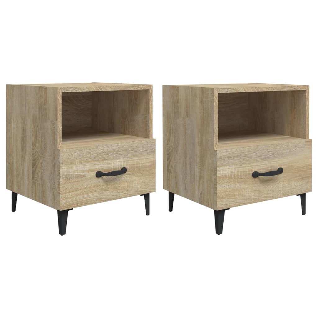 Sonoma Oak Bedside Cabinets 2 Pcs - Engineered Wood Elegance