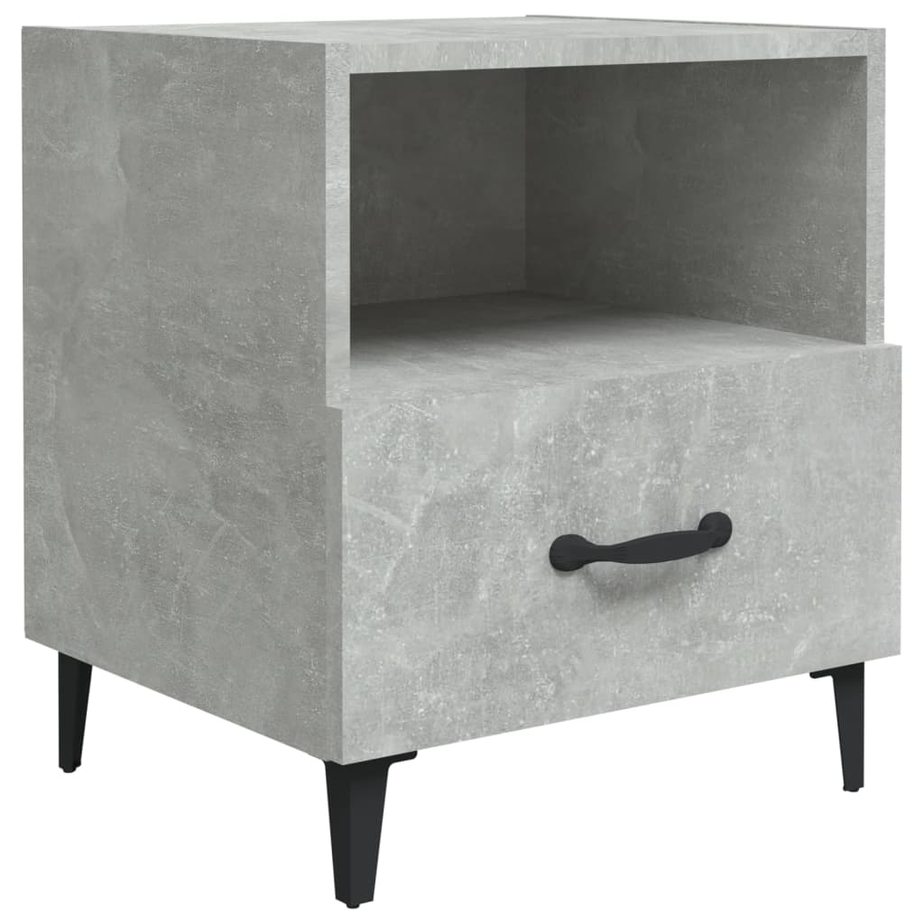 Concrete Grey Bedside Cabinet - Sleek Engineered Wood Design