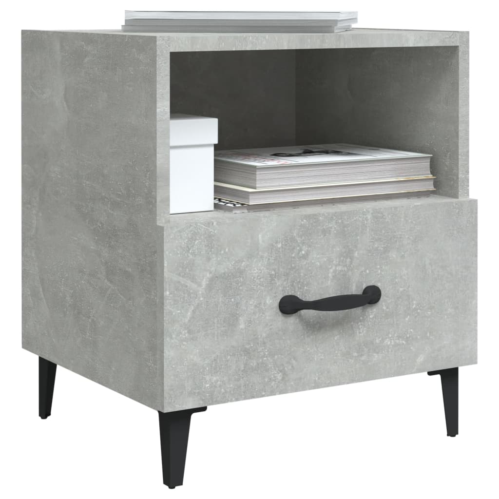 Concrete Grey Bedside Cabinet - Sleek Engineered Wood Design