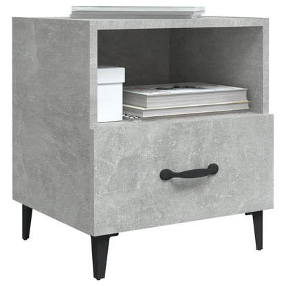 Concrete Grey Bedside Cabinet - Sleek Engineered Wood Design