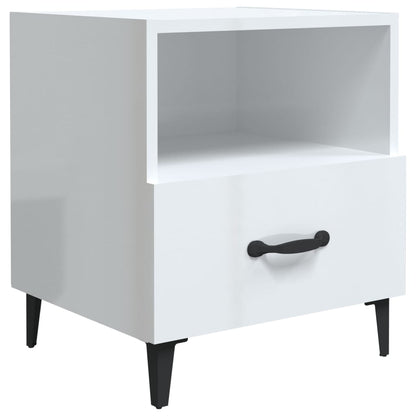 High Gloss White Bedside Cabinets, 2 pcs, Engineered Wood