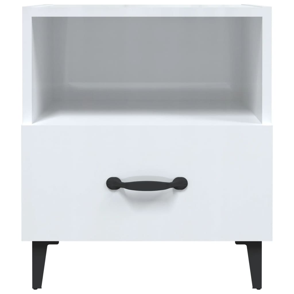 High Gloss White Bedside Cabinets, 2 pcs, Engineered Wood