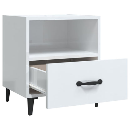 High Gloss White Bedside Cabinets, 2 pcs, Engineered Wood