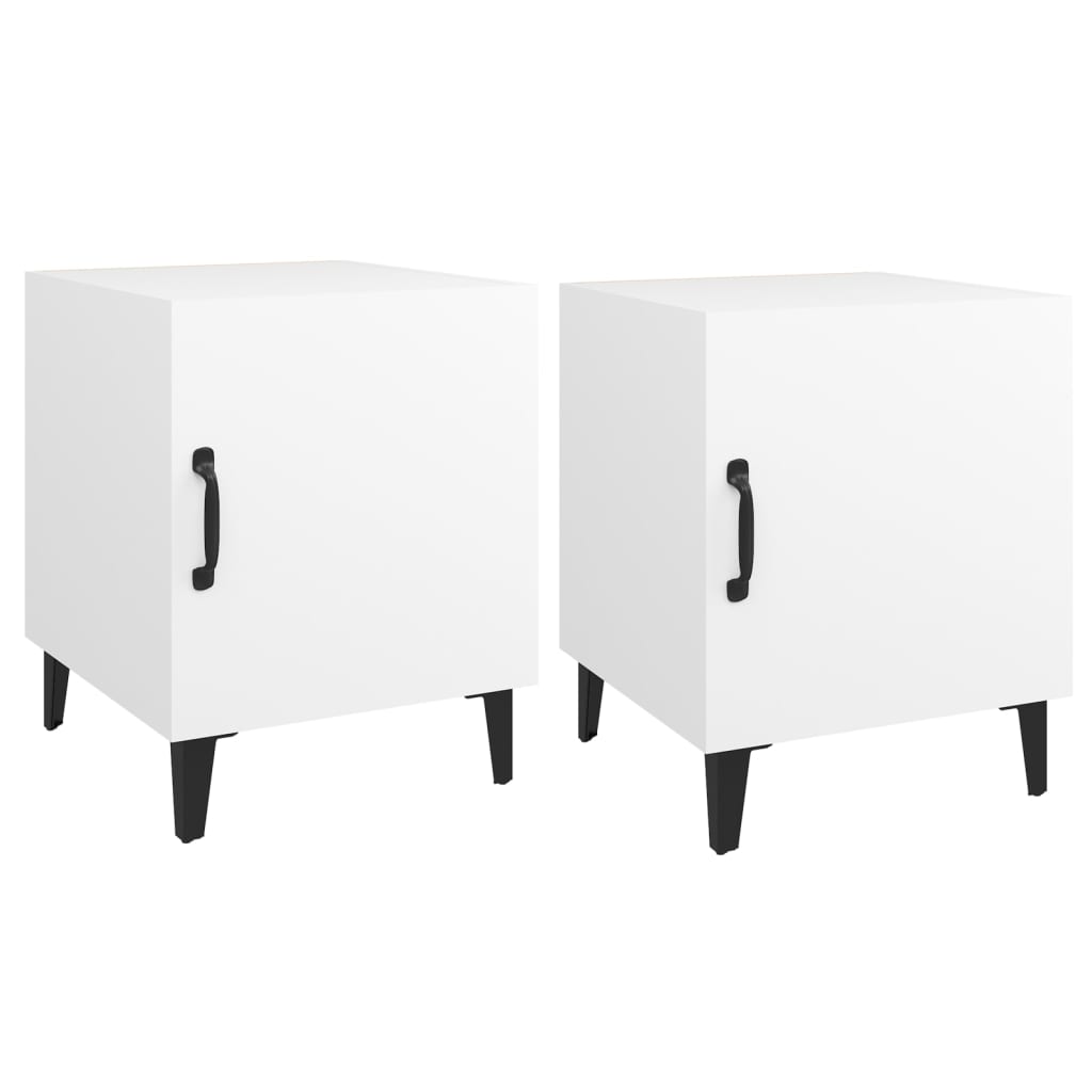 White Engineered Wood Bedside Cabinets Set of 2 - Modern Design