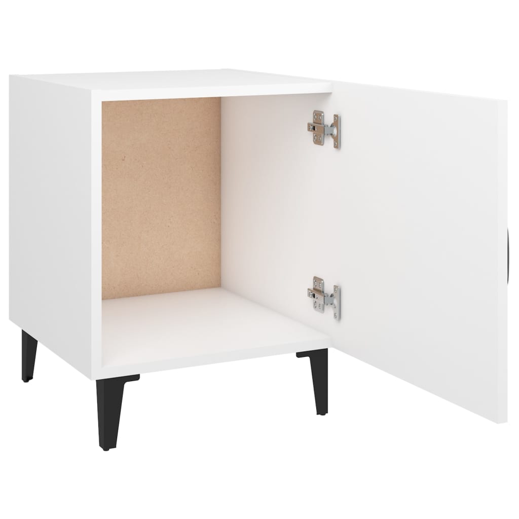 White Engineered Wood Bedside Cabinets Set of 2 - Modern Design