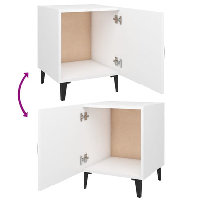 White Engineered Wood Bedside Cabinets Set of 2 - Modern Design