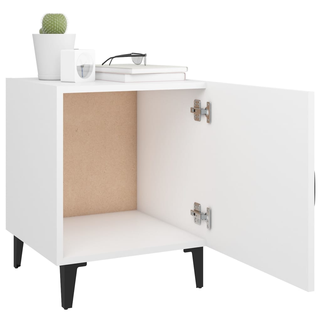 White Engineered Wood Bedside Cabinets Set of 2 - Modern Design