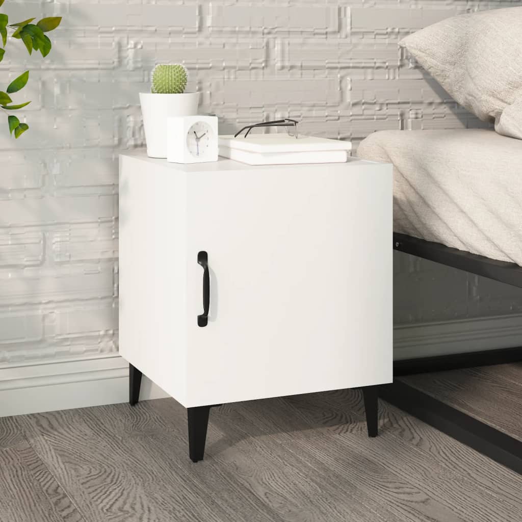 White Engineered Wood Bedside Cabinets Set of 2 - Modern Design