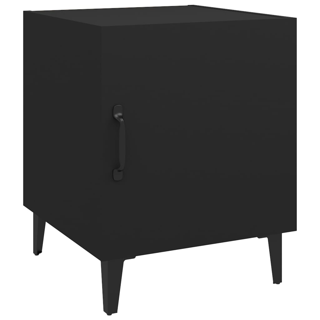 Modern Black Engineered Wood Bedside Cabinets, Set of 2