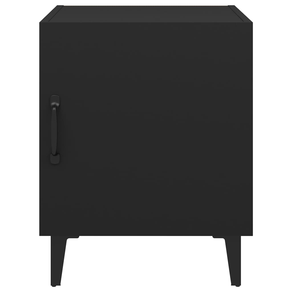 Modern Black Engineered Wood Bedside Cabinets, Set of 2