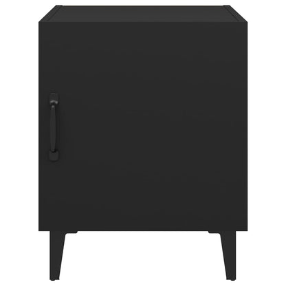 Modern Black Engineered Wood Bedside Cabinets, Set of 2