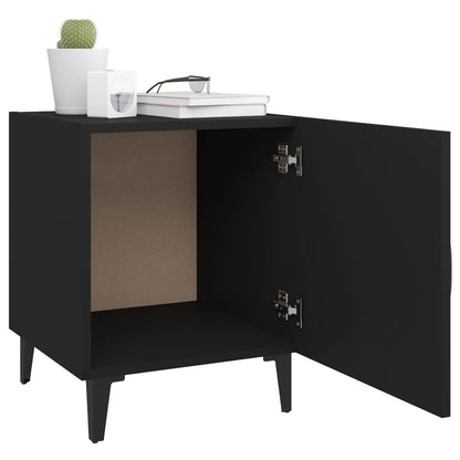 Modern Black Engineered Wood Bedside Cabinets, Set of 2