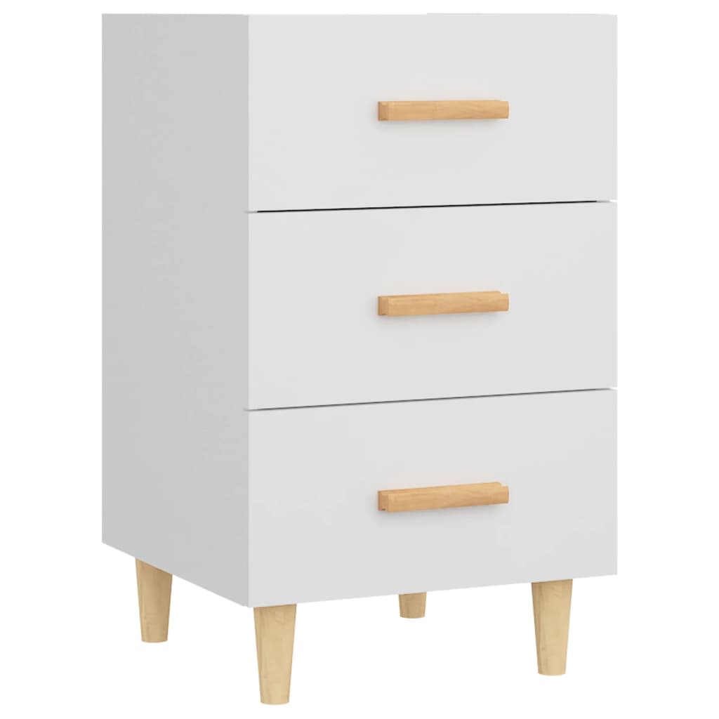 Sleek White Bedside Cabinet 40x40x66 cm - Engineered Wood Design
