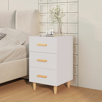 Sleek White Bedside Cabinet 40x40x66 cm - Engineered Wood Design