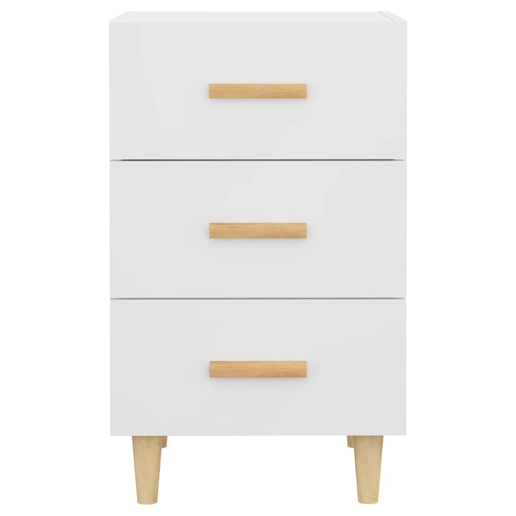 Sleek White Bedside Cabinet 40x40x66 cm - Engineered Wood Design