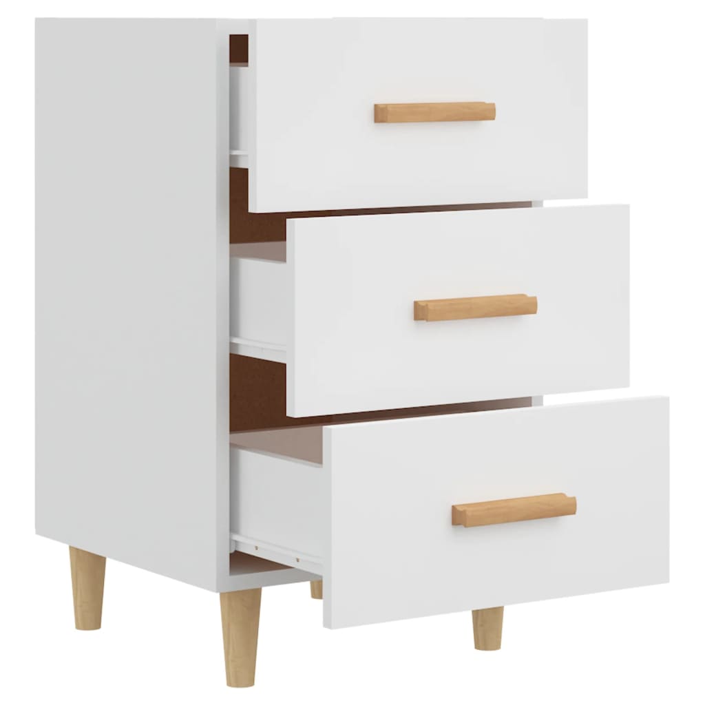 Sleek White Bedside Cabinet 40x40x66 cm - Engineered Wood Design