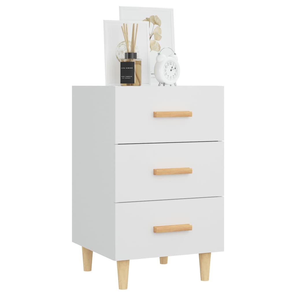 Sleek White Bedside Cabinet 40x40x66 cm - Engineered Wood Design