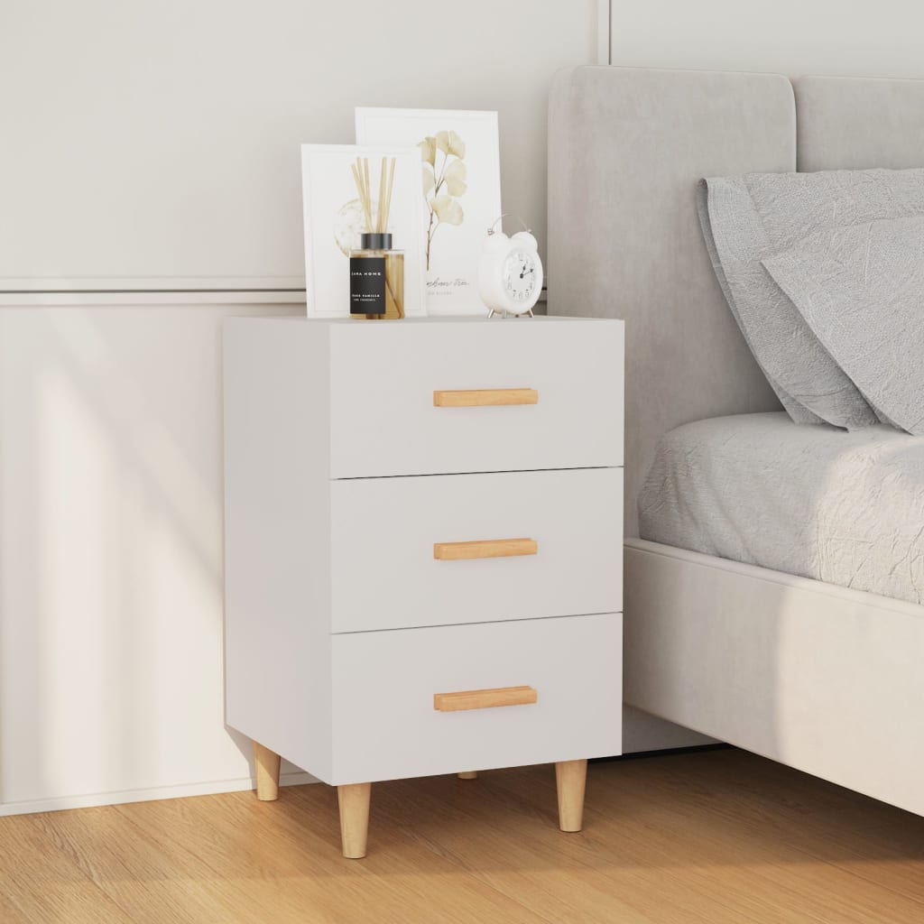 Sleek White Bedside Cabinet 40x40x66 cm - Engineered Wood Design