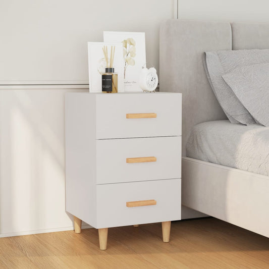 Sleek White Bedside Cabinet 40x40x66 cm - Engineered Wood Design