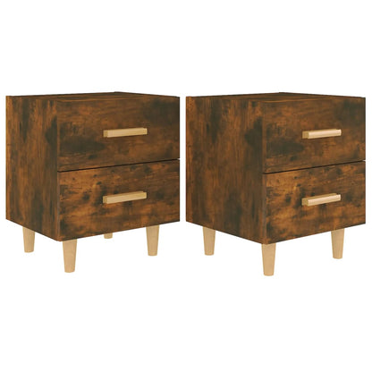 Smoked Oak Bed Cabinets Set of 2 - Stylish & Compact 40x35x47.5 cm
