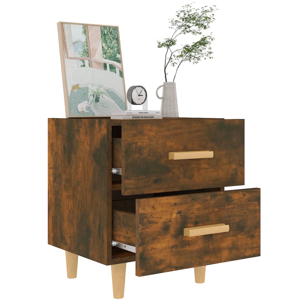 Smoked Oak Bed Cabinets Set of 2 - Stylish & Compact 40x35x47.5 cm