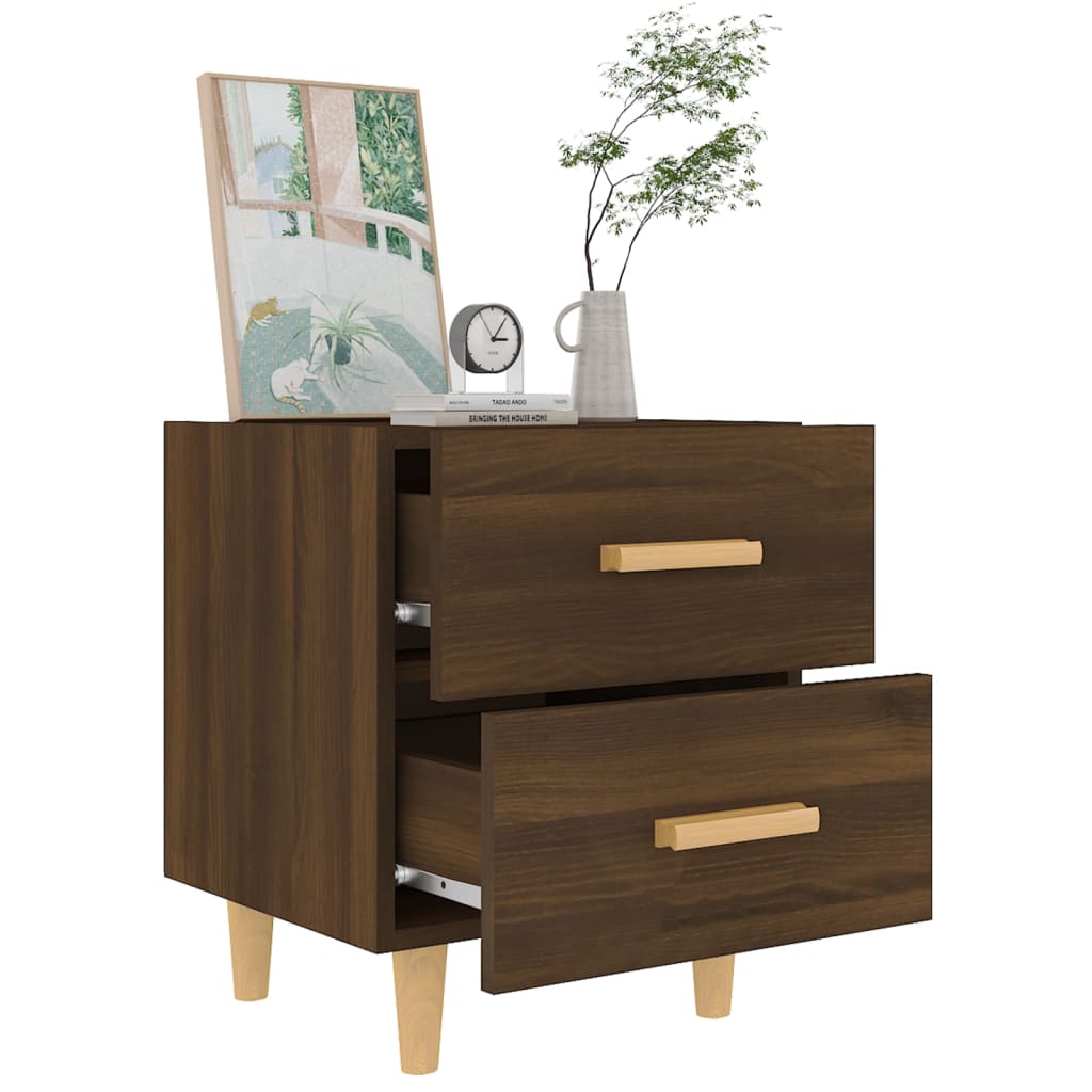 Brown Oak Bed Cabinets 2 pcs - Compact 40x35x47.5 cm Design