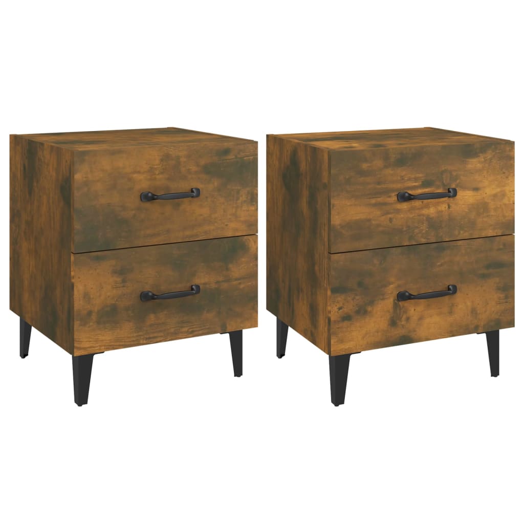 Smoked Oak Bedside Cabinets - Set of 2, 40x35x47.5 cm