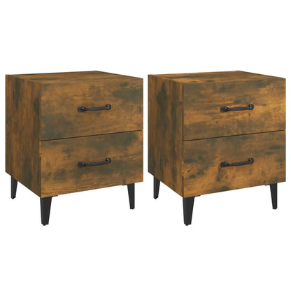 Smoked Oak Bedside Cabinets - Set of 2, 40x35x47.5 cm