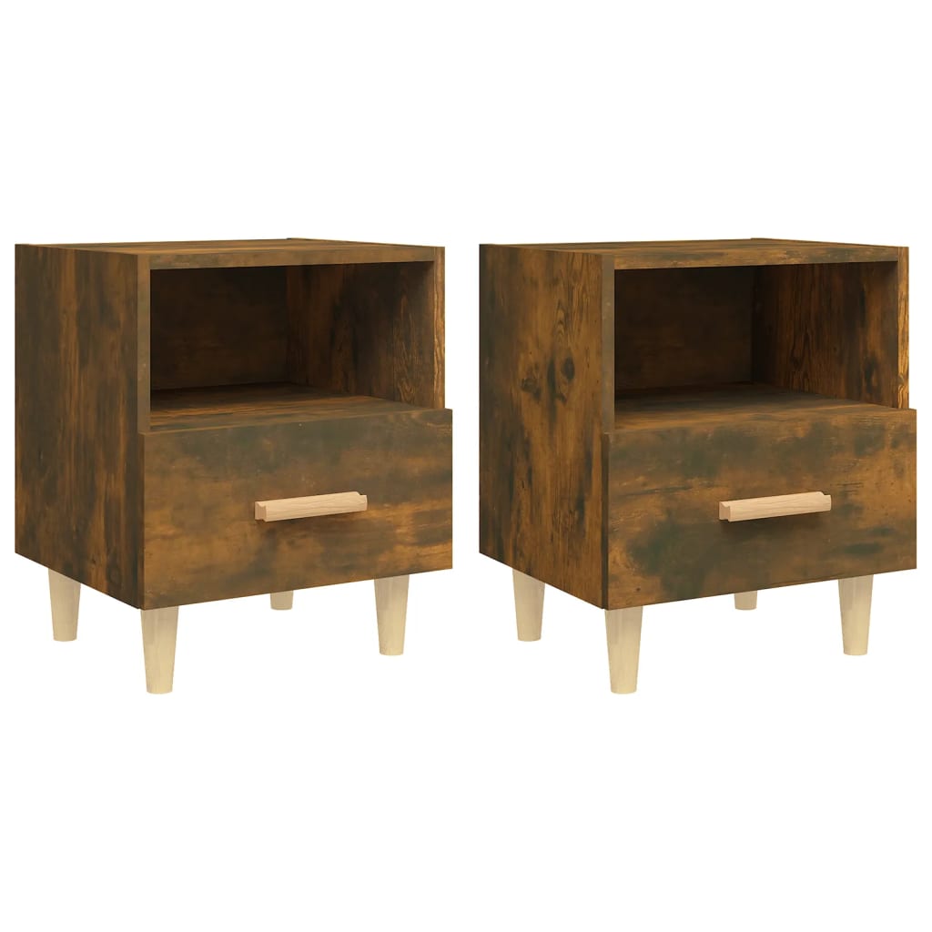 Smoked Oak Bedside Cabinets 2pcs - 40x35x47 cm Elegant Design