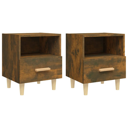 Smoked Oak Bedside Cabinets 2pcs - 40x35x47 cm Elegant Design
