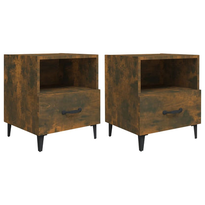 Smoked Oak Bedside Cabinets 2 pcs - Engineered Wood Elegance