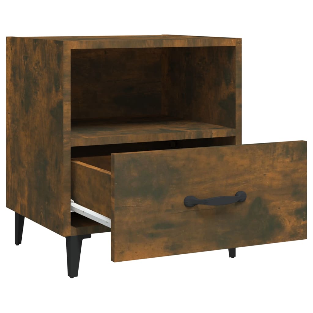 Smoked Oak Bedside Cabinets 2 pcs - Engineered Wood Elegance