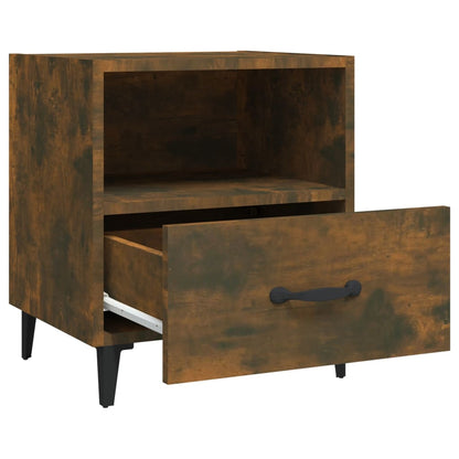 Smoked Oak Bedside Cabinets 2 pcs - Engineered Wood Elegance