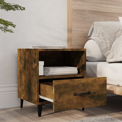 Smoked Oak Bedside Cabinets 2 pcs - Engineered Wood Elegance