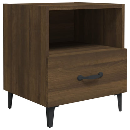 Brown Oak Engineered Wood Bedside Cabinets - Set of 2