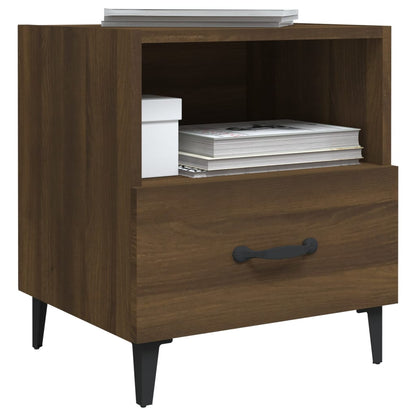 Brown Oak Engineered Wood Bedside Cabinets - Set of 2