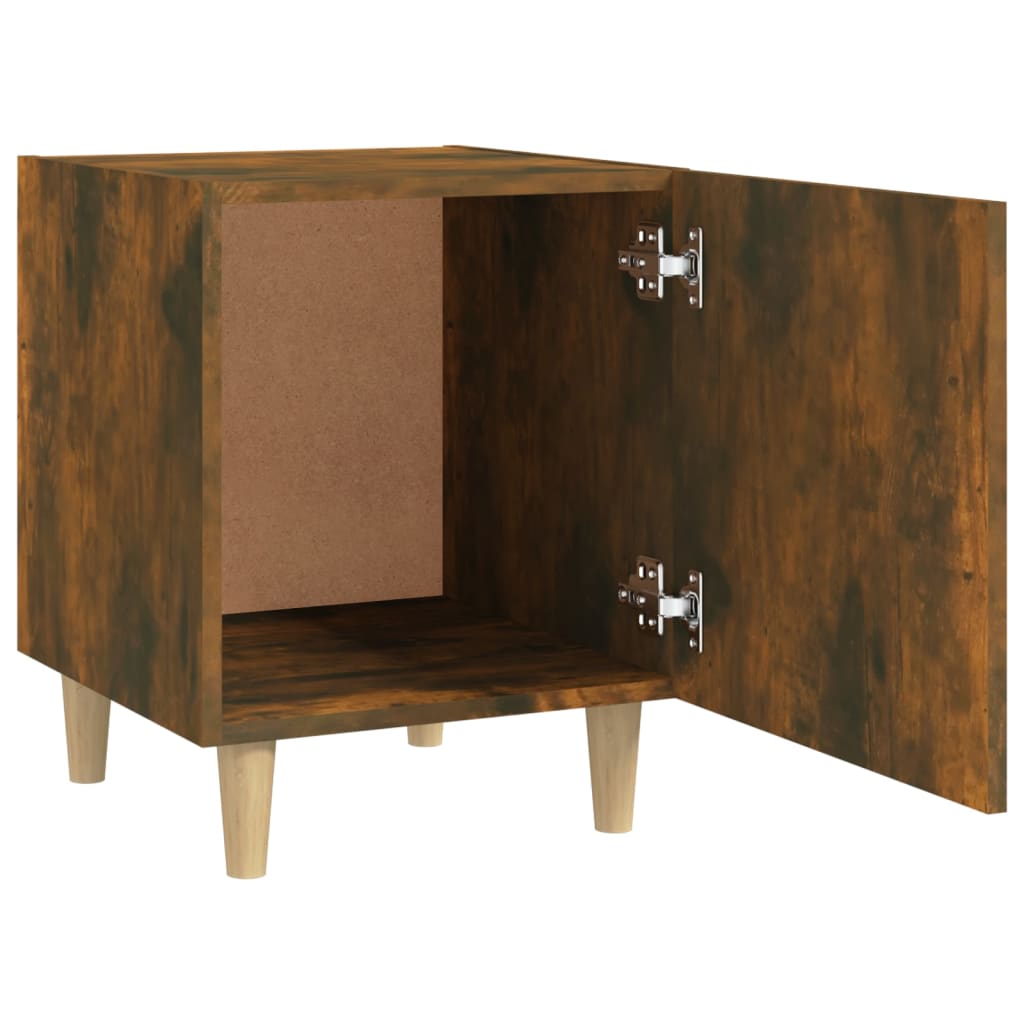 Smoked Oak Bedside Cabinet - Engineered Wood Nightstand