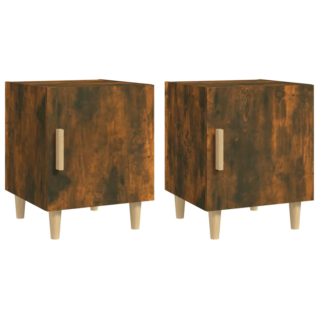 Smoked Oak Bedside Cabinets 2 pcs - Engineered Wood Nightstands