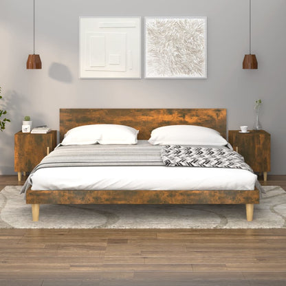 Smoked Oak Bedside Cabinets 2 pcs - Engineered Wood Nightstands