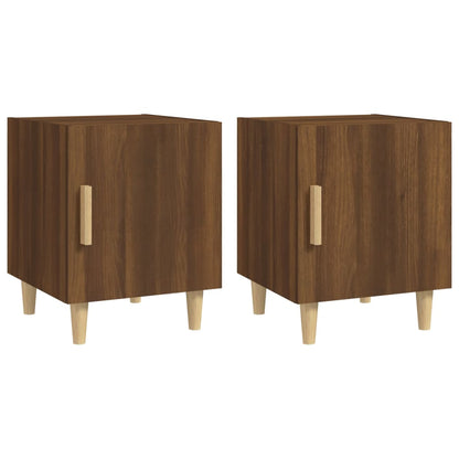 Brown Oak Bedside Cabinets 2pcs - Engineered Wood Nightstands