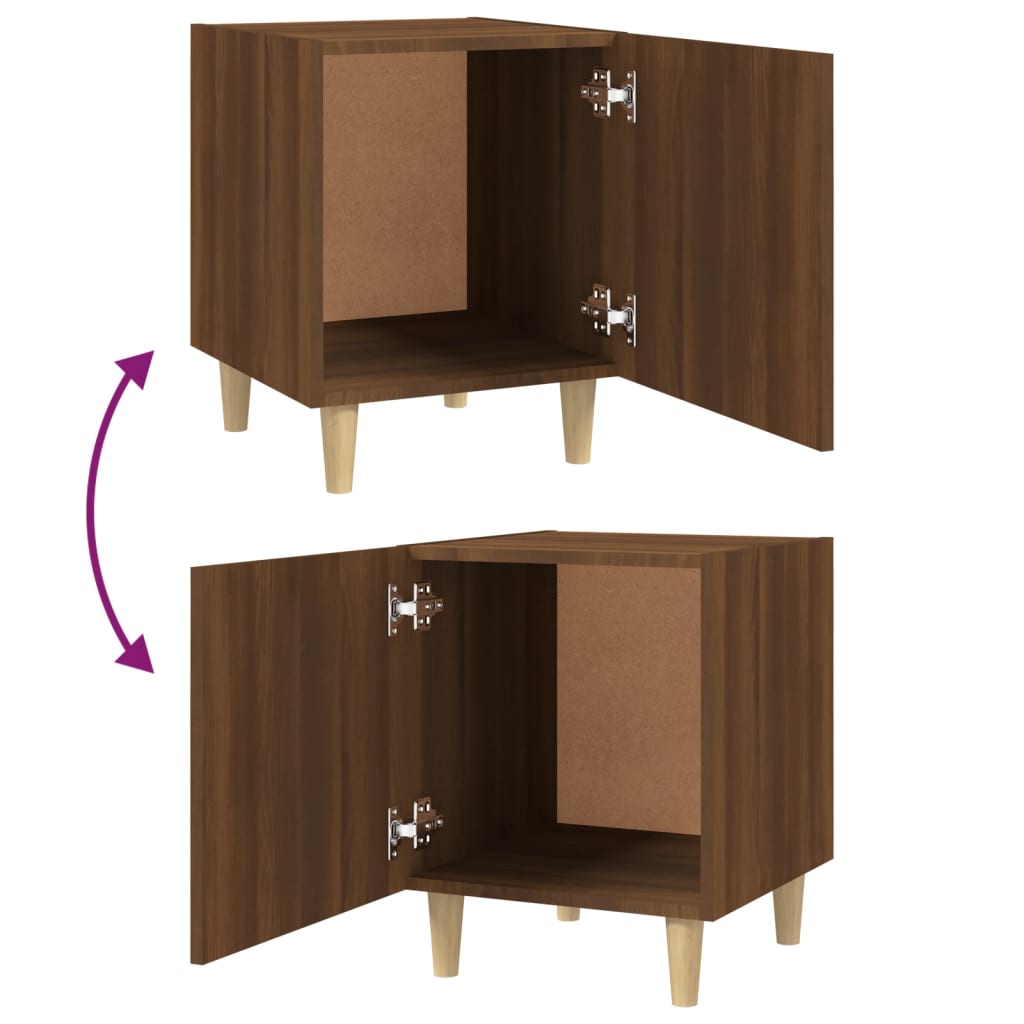 Brown Oak Bedside Cabinets 2pcs - Engineered Wood Nightstands
