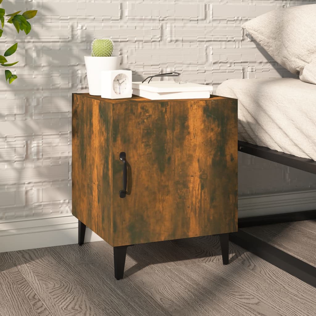 Smoked Oak Bedside Cabinets 2 Pcs - Engineered Wood Nightstands