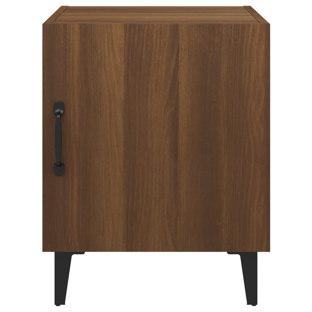 Brown Oak Bedside Cabinet - Engineered Wood Nightstand