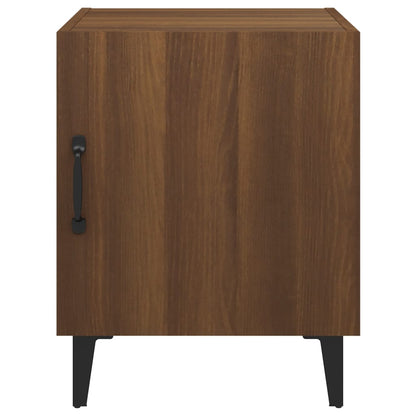Brown Oak Bedside Cabinets Set of 2 - Engineered Wood