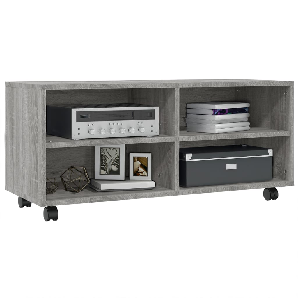 TV Cabinet with Castors Grey Sonoma 90x35x35 cm Engineered Wood
