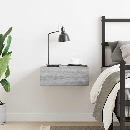 Grey Sonoma Floating Nightstand, Engineered Wood 40x30x15 cm