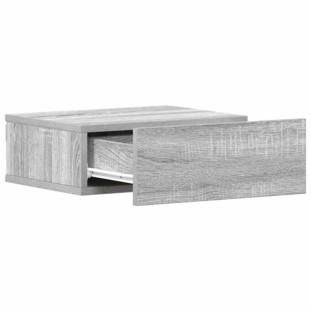 Grey Sonoma Floating Nightstand, Engineered Wood 40x30x15 cm