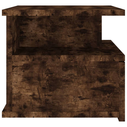 Set of 2 Smoked Oak Floating Nightstands - 40x31x27cm Engineered Wood