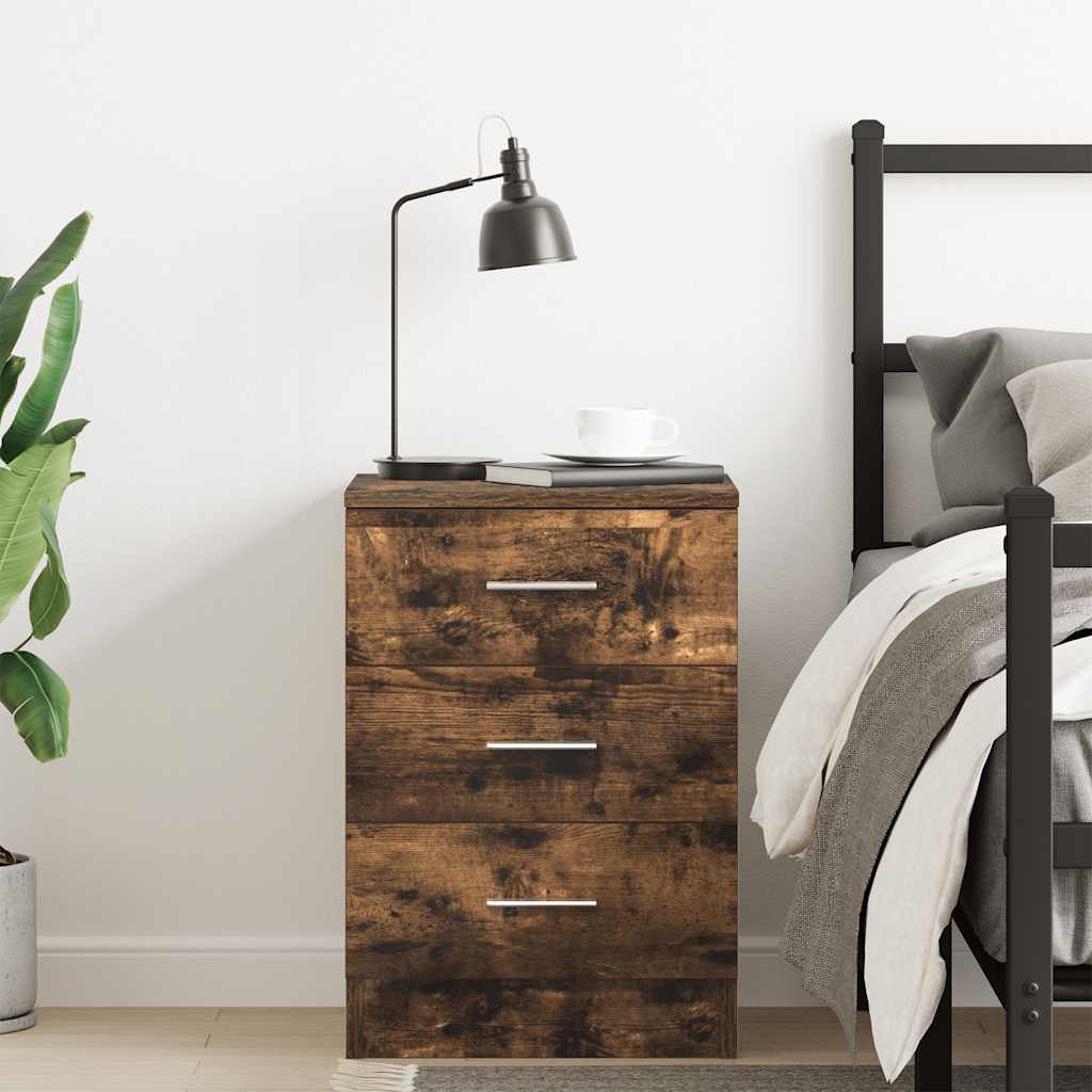 Smoked Oak Bedside Cabinet 38x35x56 cm - Stylish Engineered Wood
